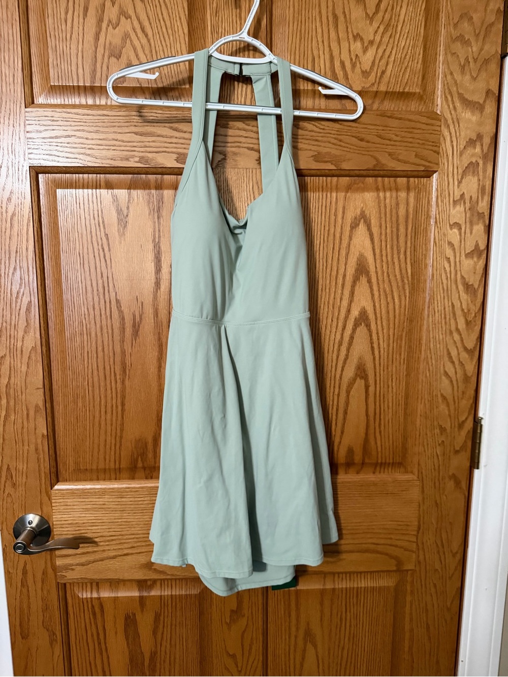 HALARA Sage Green Halter Skater Dress
